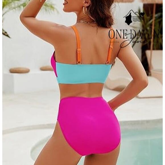 Blooming Jelly Color Block Bikini Swimsuit Size M - Picture 2 of 7